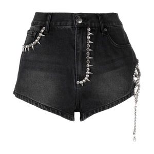 Black denim shorts
